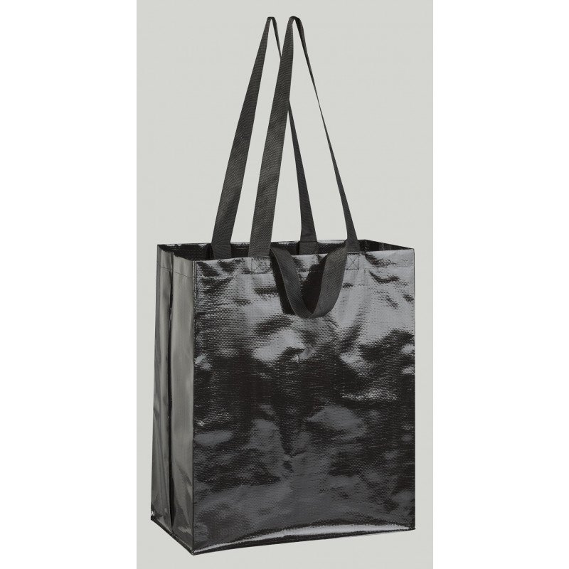 bolsa de rafia negra brillo 36x43x20