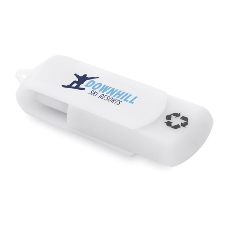 Pendrive memoria usb Recicloflash.Mecanismo rotatorio, realizada en plástico 100% reciclado