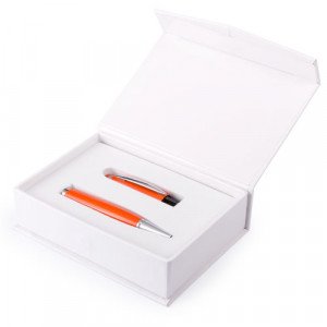 boligrafo memoria usb naranja con estuche