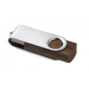 Pendrive memoria USB Turnwoodflash.Mecanismo giratorio con carcasa de madera y pieza giratoria de metal
