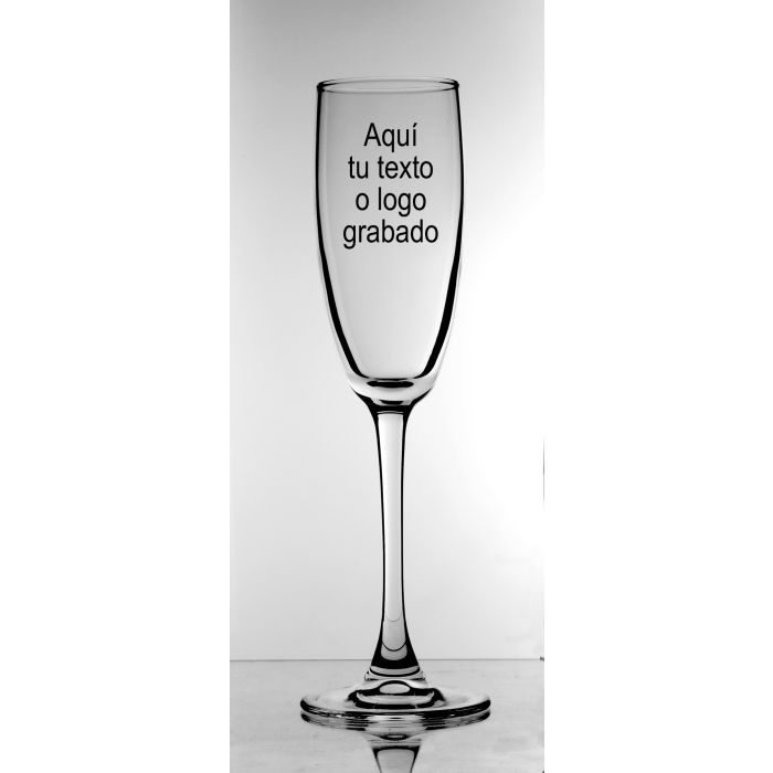 copa de champán con tu texto grabado