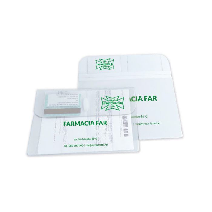 Funda documentación farmacias transparente con solapa y cierre velcro
