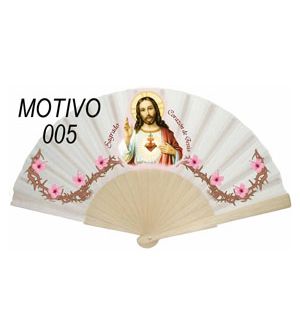 Abanico Religioso 24 varillas madera