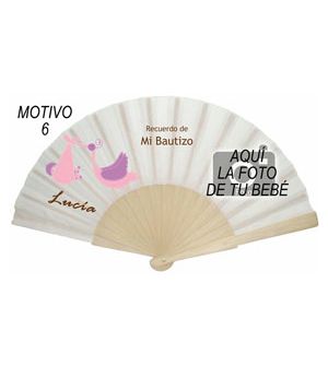 Abanico bautizo 24 varillas madera lacada