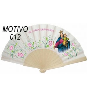 Abanico Religioso 24 varillas madera lacada