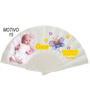 Abanico bautizo 14 varillas plástico