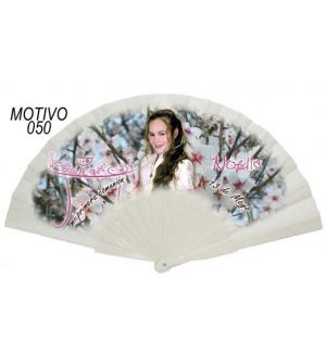 Abanico 1ª comunión 24 varillas madera