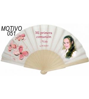 Abanico 1ª comunión 24 varillas madera lacada