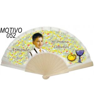 Abanico 1ª comunión 16 varillas madera