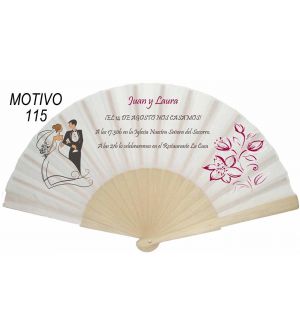 Abanico regalo boda 16 varillas madera
