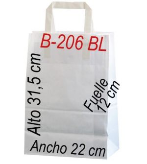 BOLSA PAPEL CELULOSA BLANCO 22X31,5 ASA PLANA