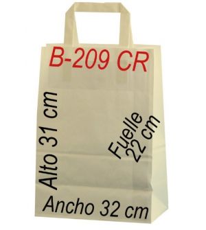 Bolsa papel celulosa CREMA 32 x 31 Asa plana