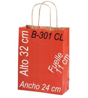 Bolsa papel Kraft 24 x 32 Asa retorcida fondo de color