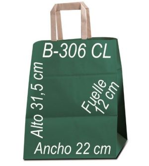 Bolsa papel Kraft liso 22X31,5 Asa Plana fondo de color