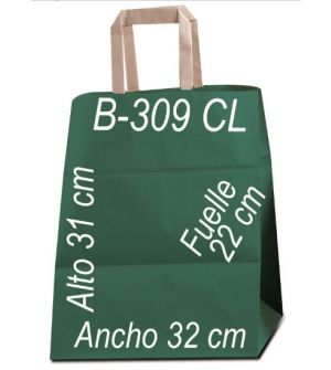 Bolsa papel Kraft liso 32X31 Asa Plana fondo de color