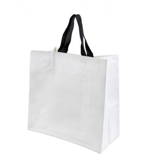 bolsa de rafia blanca 40x40x20 cm con asas negras