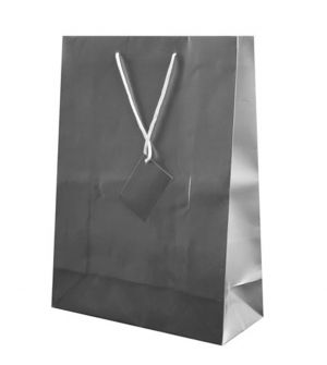 bolsa de regalo papel laminado personalizada gris