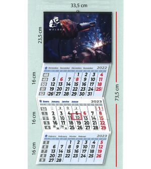 Calendario de pared 3 meses vista