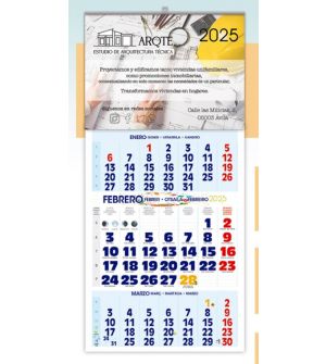 Calendario de pared publicidad con faldilla 3 meses vista