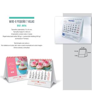Calendario de sobremesa 11x14 cm 7 hojas con su publicidad
