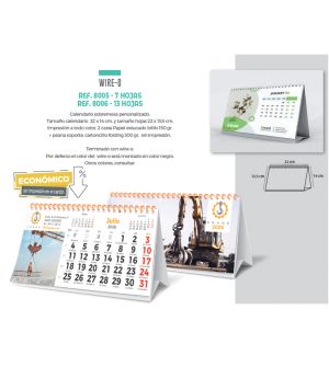Calendario de sobremesa 22x14 cm con su publicidad 