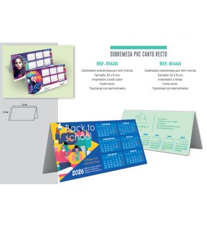 Calendario sobremesa pvc canto recto