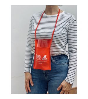 Bolsa porta copas para colgar al cuello en eventos de pie y desocupar las manos