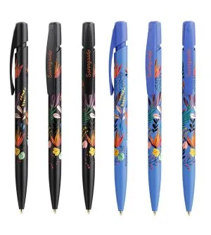 Boligrafo bic media clic con impresión digital a todo color en el cuerpo y el clic