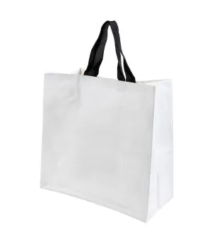 bolsa de rafia blanca 40x40x20 cm con asas negras