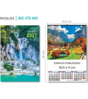 Calendario de pared trimestral estandar con su publicidad personalizada
