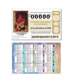 Calendario fracción de lotería bolsillo personalizado