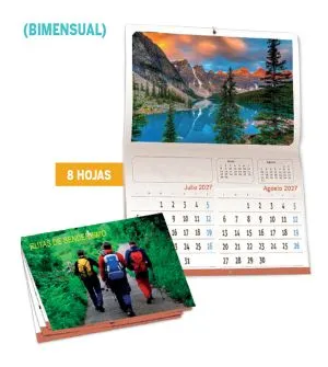 Calendario de pared tipo revista con grapa bimensual