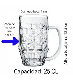 Medidas jarra cerveza malles capacidad 25 CL personalizable