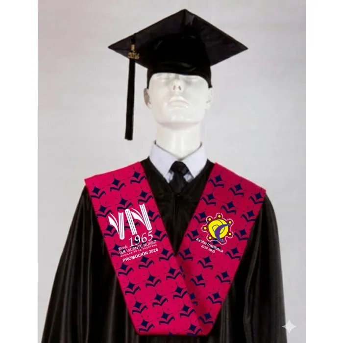 Banda de Graduación académica estampada en toda su superficie a todo color