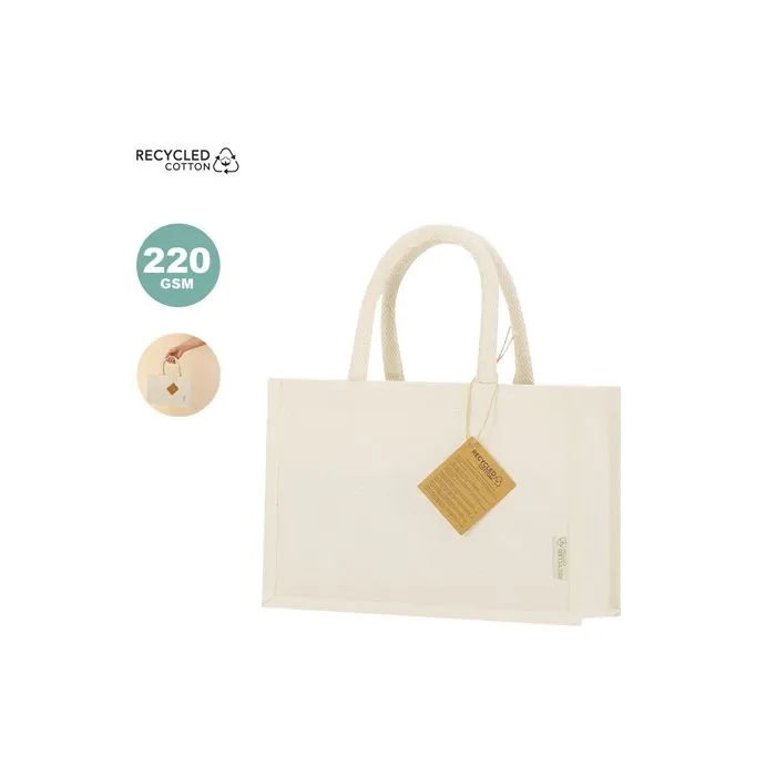 Bolsa algodón reciclado 220 grs. 30x20x10 cm asas redondas