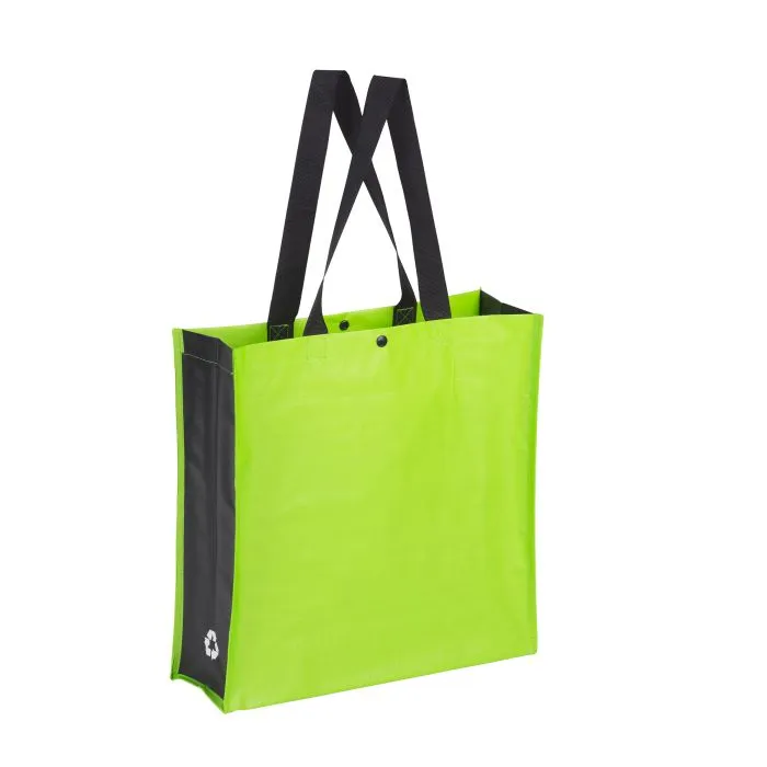 bolsa de rafia 38x38x12 personalizada con tu logo. Color verde lima