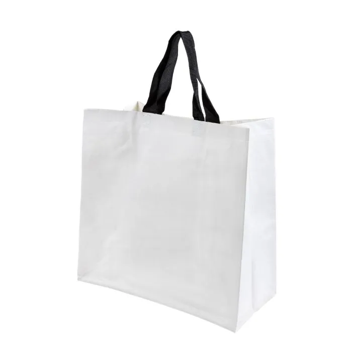 bolsa de rafia blanca 40x40x20 cm con asas negras