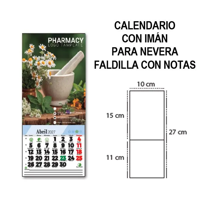 Calendario con imán para nevera publicidad 10x15 cm