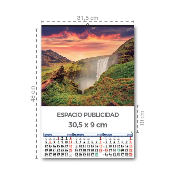 Calendario de pared 31x48 cm trimestral