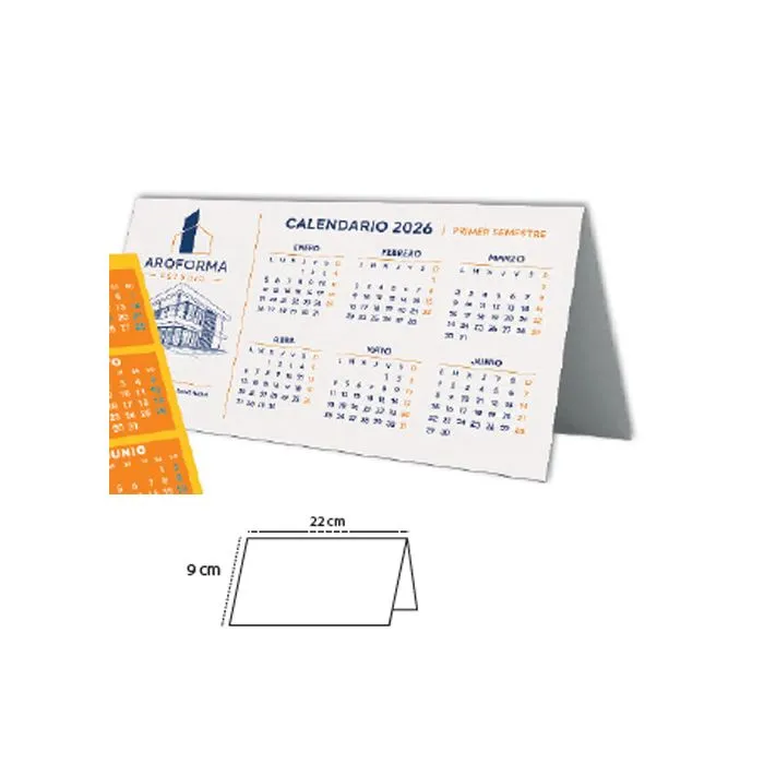 calendario de sobremesa PVC 2 tintas 22x9 cm