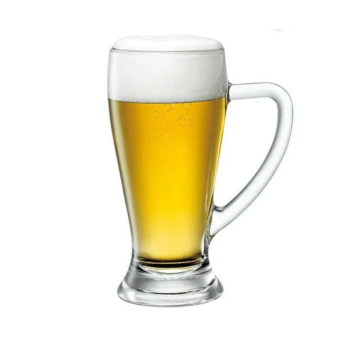 Jarra de cristal con asa para cerveza personalizable con su logo