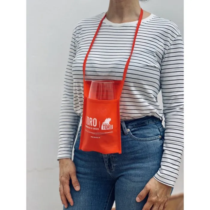 Bolsa porta copas para colgar al cuello en eventos de pie y desocupar las manos
