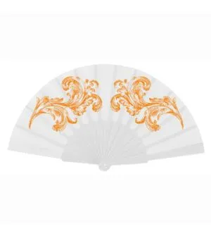 Abanico de tela varillas plástico blanco personalizado 1 color