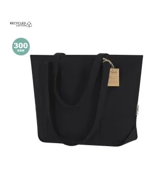 Bolsa de algodón reciclado negra  tipo tote bag asas largas