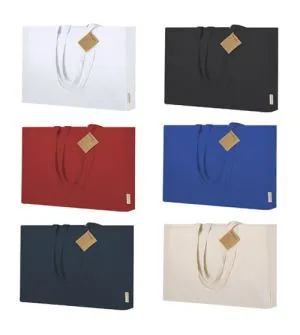colores de bolsa de algodón reciclado tamaño 50x36x11 cm