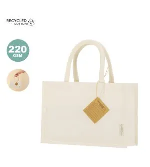Bolsa algodón reciclado 220 grs. 30x20x10 cm asas redondas