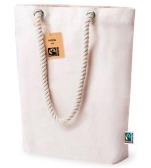 bolsa algodón con fuelle y asa cordón con anillos metálicos
