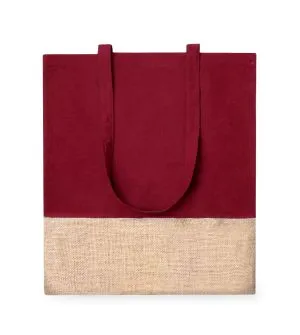 Bolsa de yute y algodón color granate personalizable