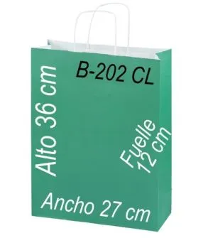 Bolsa papel 27 x 36 Asa retorcida fondo de color