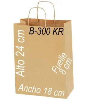 Bolsa papel Kraft 18x24 Asa retorcida kraft